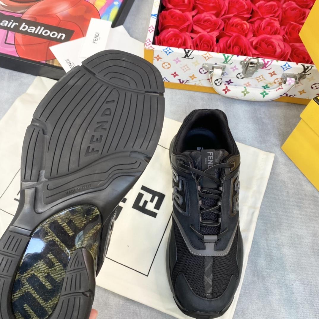 Fendi Faster Trainers Black Nubuck Leather Low-tops Sneakers - DopestKickz