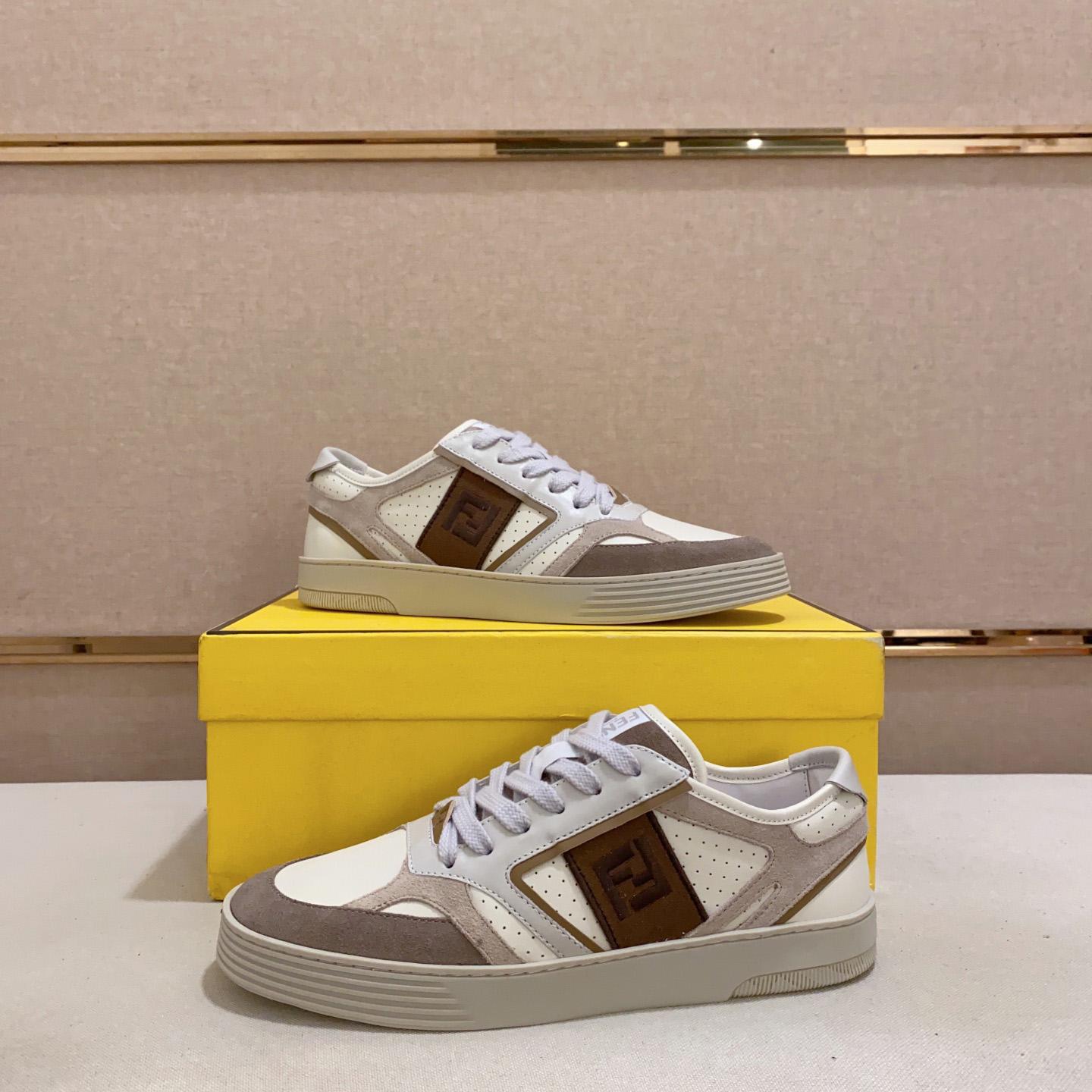 Fendi Step Beige Leather Low-tops Sneakers - DopestKickz
