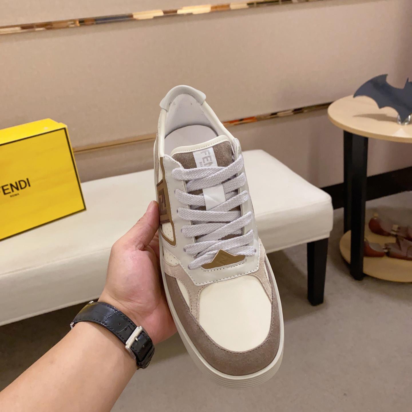 Fendi Step Beige Leather Low-tops Sneakers - DopestKickz