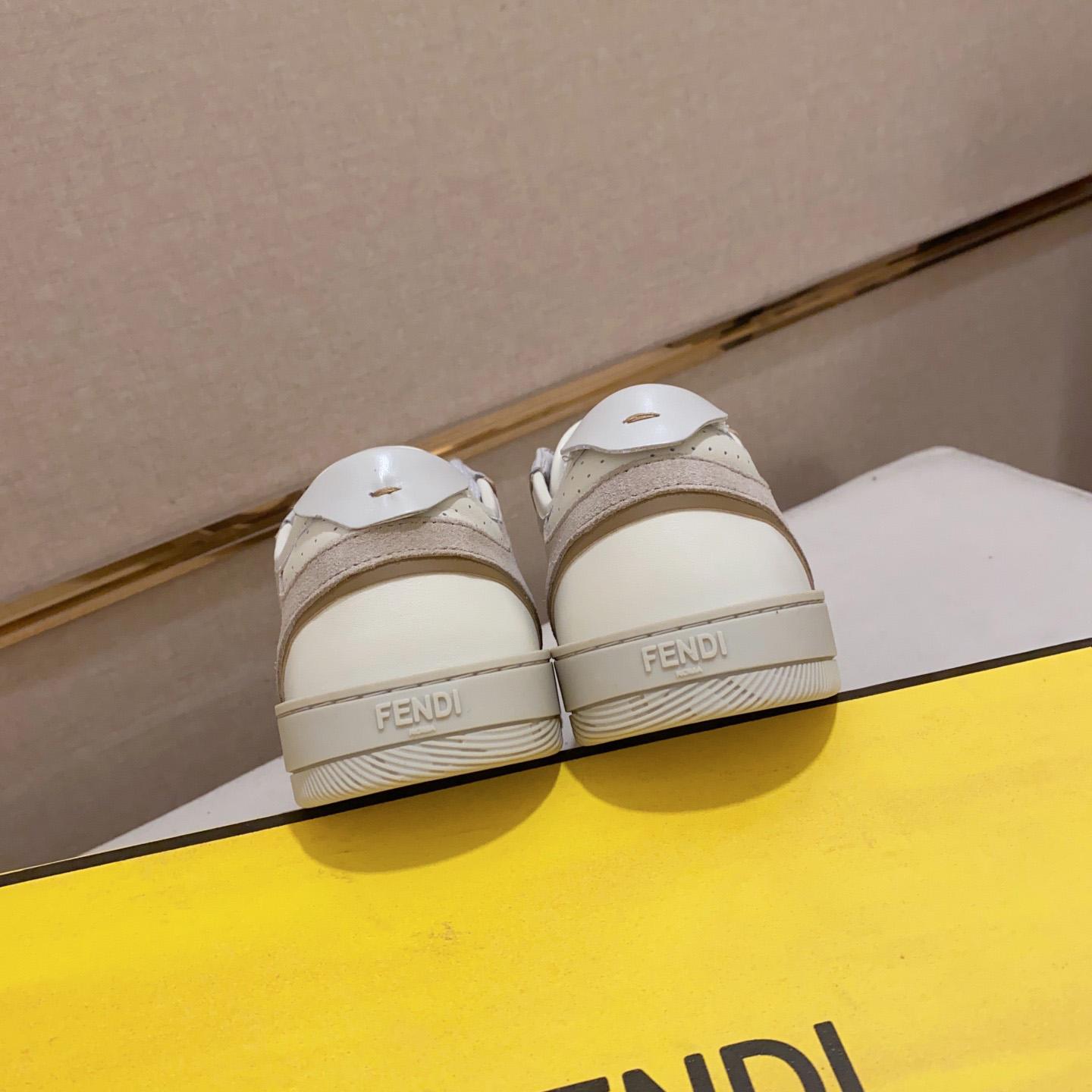 Fendi Step Beige Leather Low-tops Sneakers - DopestKickz