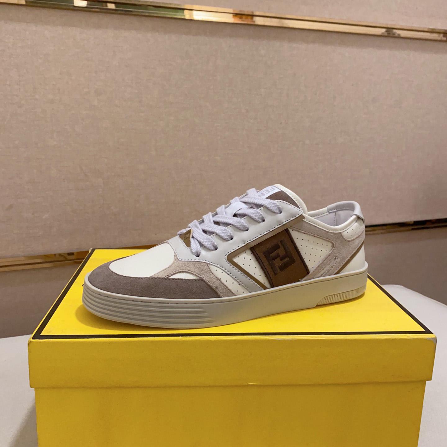 Fendi Step Beige Leather Low-tops Sneakers - DopestKickz