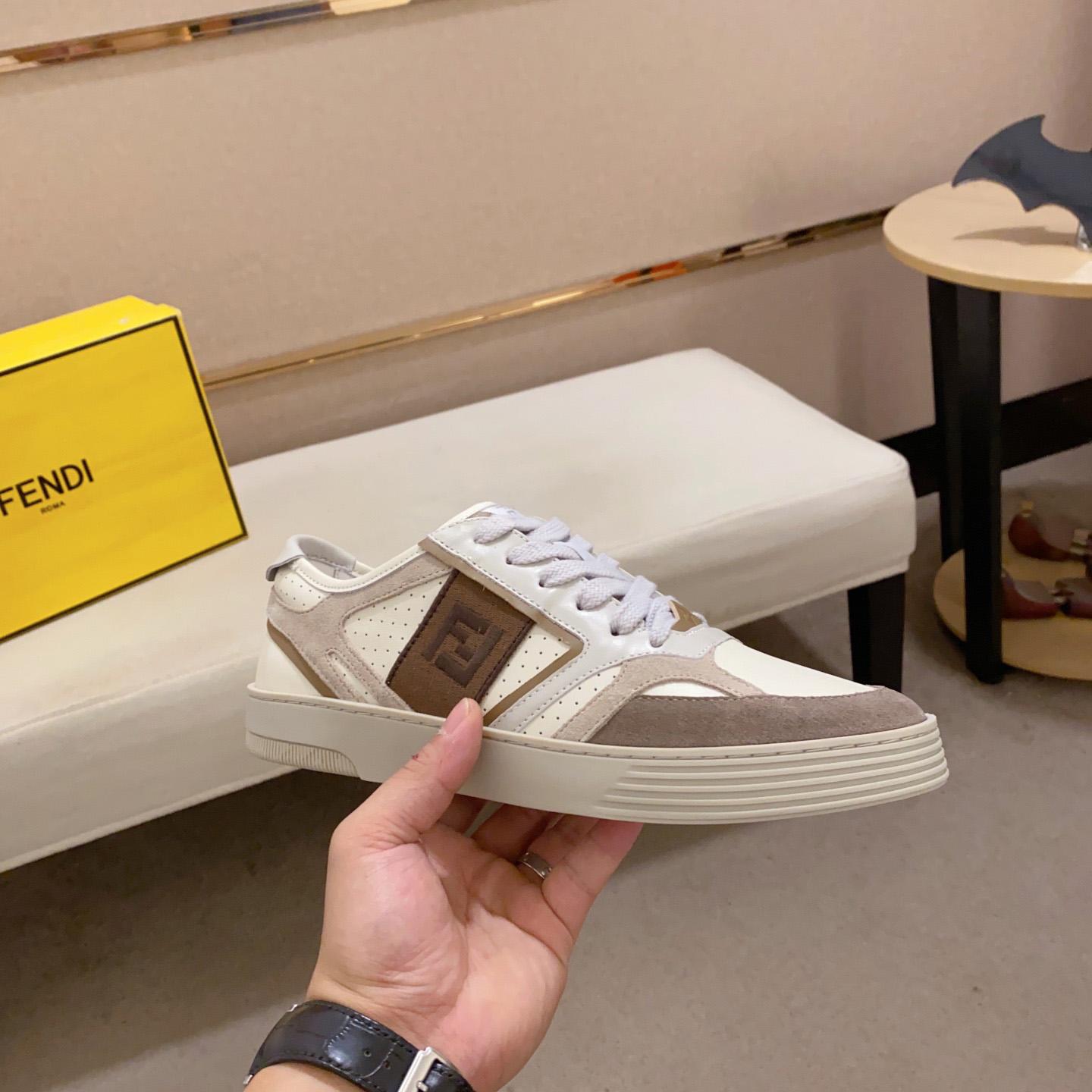 Fendi Step Beige Leather Low-tops Sneakers - DopestKickz