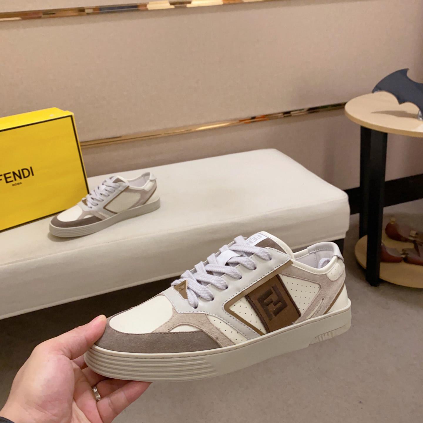 Fendi Step Beige Leather Low-tops Sneakers - DopestKickz