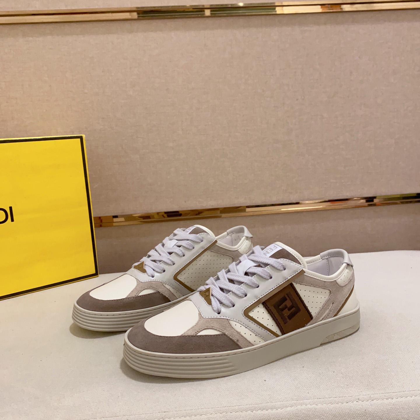 Fendi Step Beige Leather Low-tops Sneakers - DopestKickz