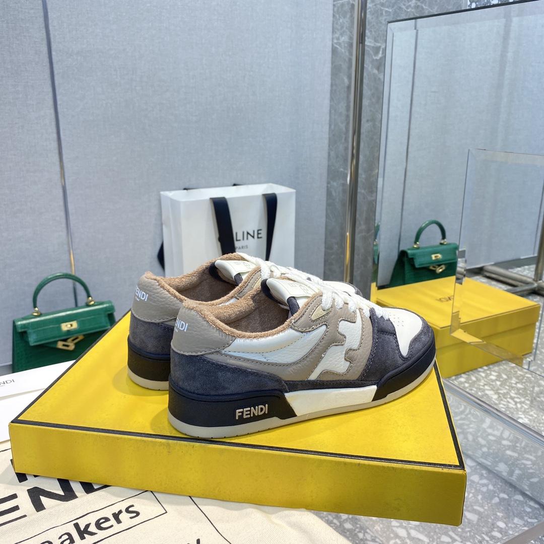 Fendi Match Gray Suede Low-tops Sneakers - DopestKickz