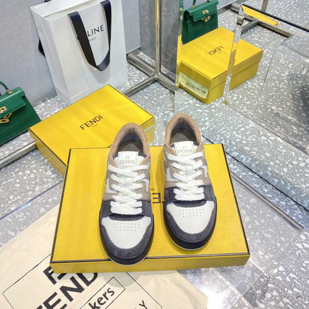 Fendi Match Gray Suede Low-tops Sneakers - DopestKickz