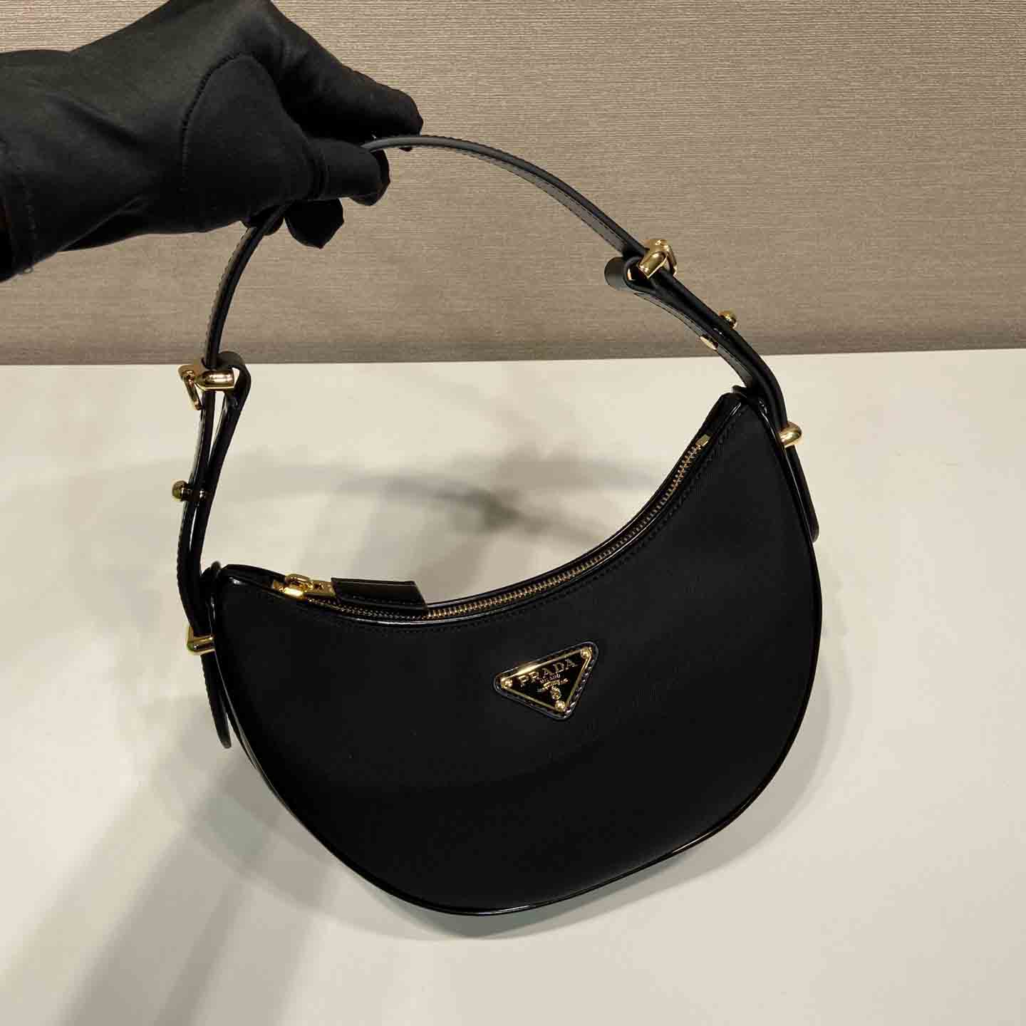 Prada Arqué Re-Nylon And Brushed Leather Shoulder Bag - DopestKickz