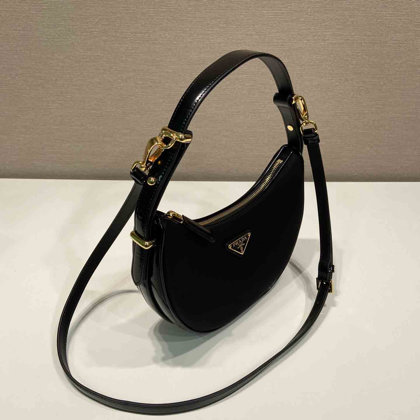 Prada Arqué Re-Nylon And Brushed Leather Shoulder Bag - DopestKickz