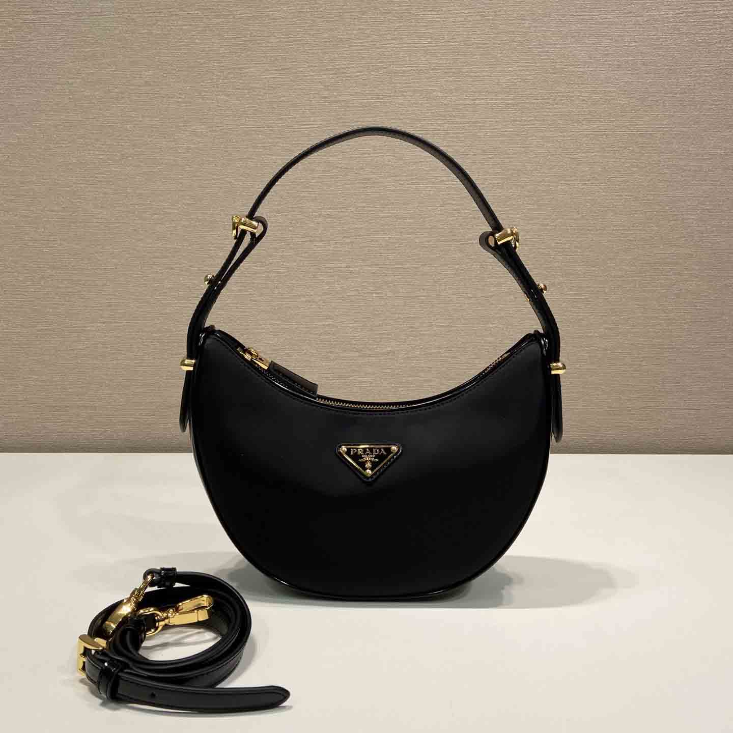 Prada Arqué Re-Nylon And Brushed Leather Shoulder Bag - DopestKickz