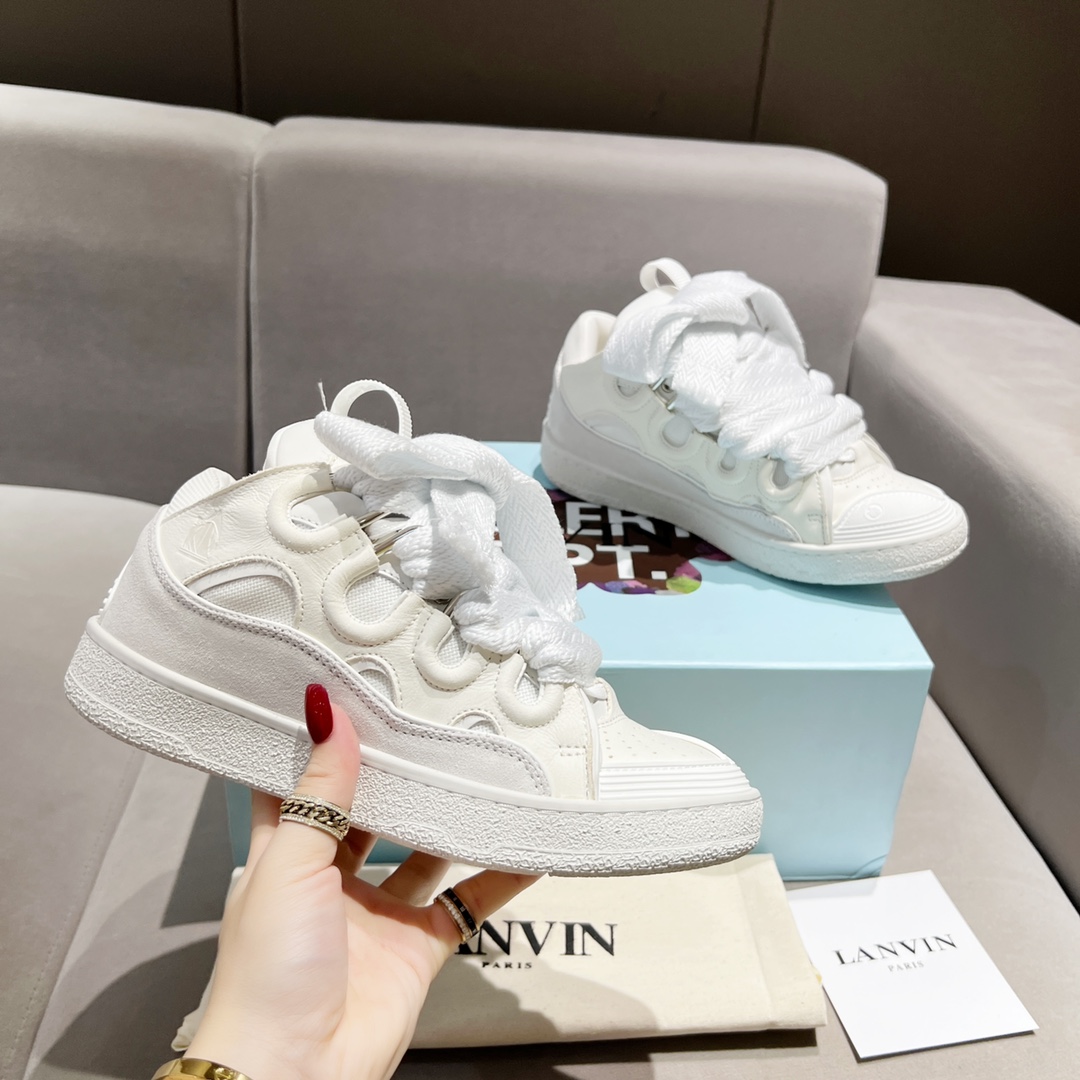 Lanvin Curb Leather Sneakers - DopestKickz
