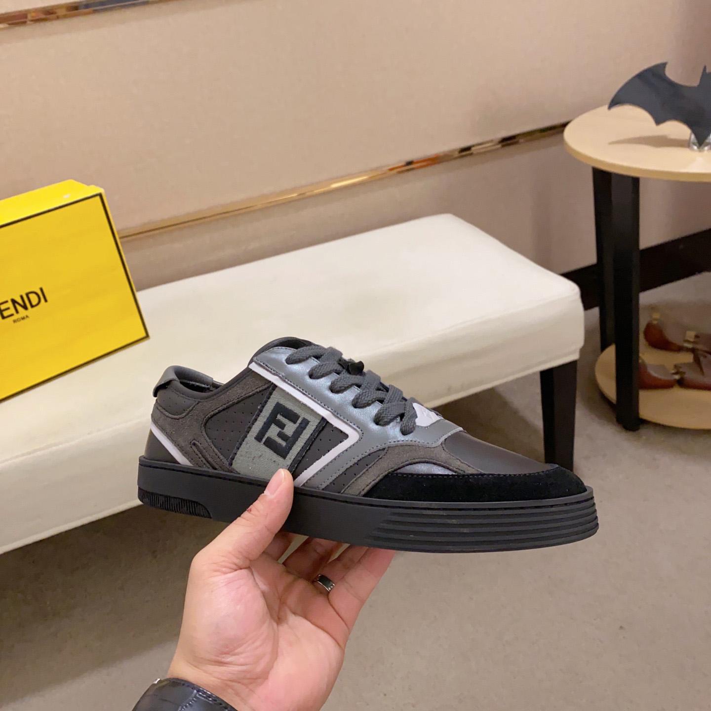 Fendi Step Black Leather Low-tops Sneakers - DopestKickz