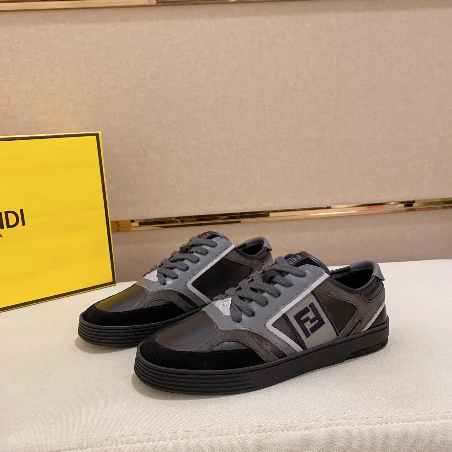 Fendi Step Black Leather Low-tops Sneakers - DopestKickz