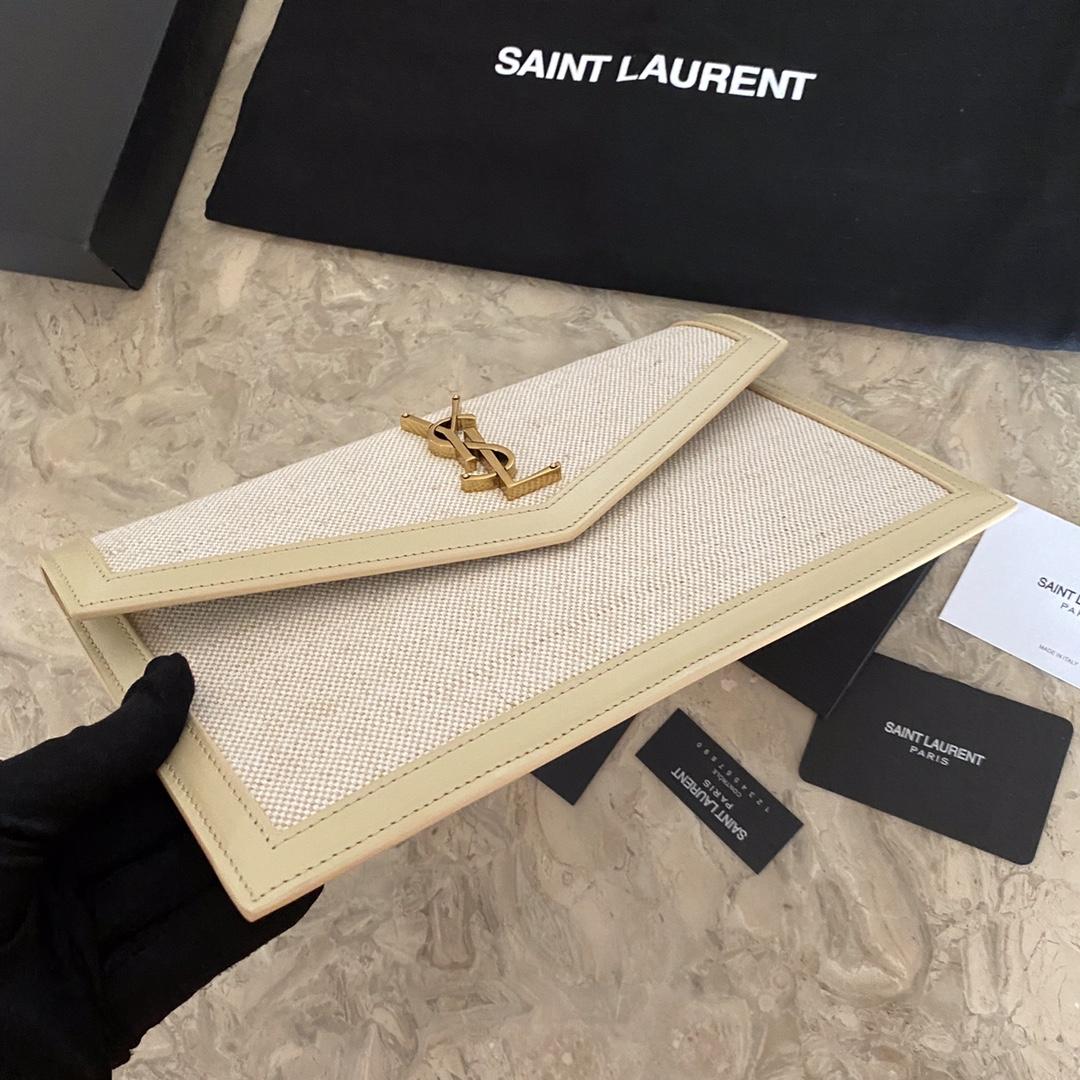 Saint Laurent Uptown Leather-trimmed Raffia Pouch (27-16-2cm) - DopestKickz