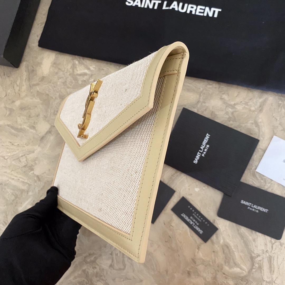 Saint Laurent Uptown Leather-trimmed Raffia Pouch (27-16-2cm) - DopestKickz