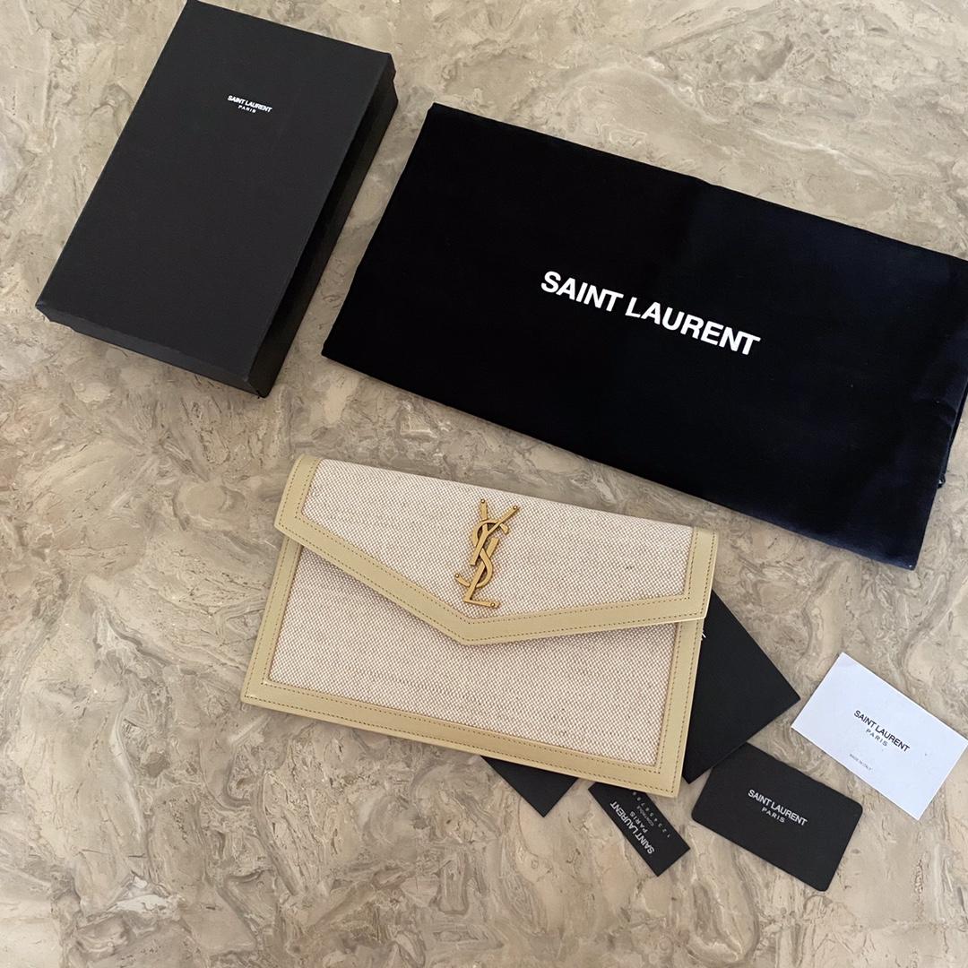 Saint Laurent Uptown Leather-trimmed Raffia Pouch (27-16-2cm) - DopestKickz