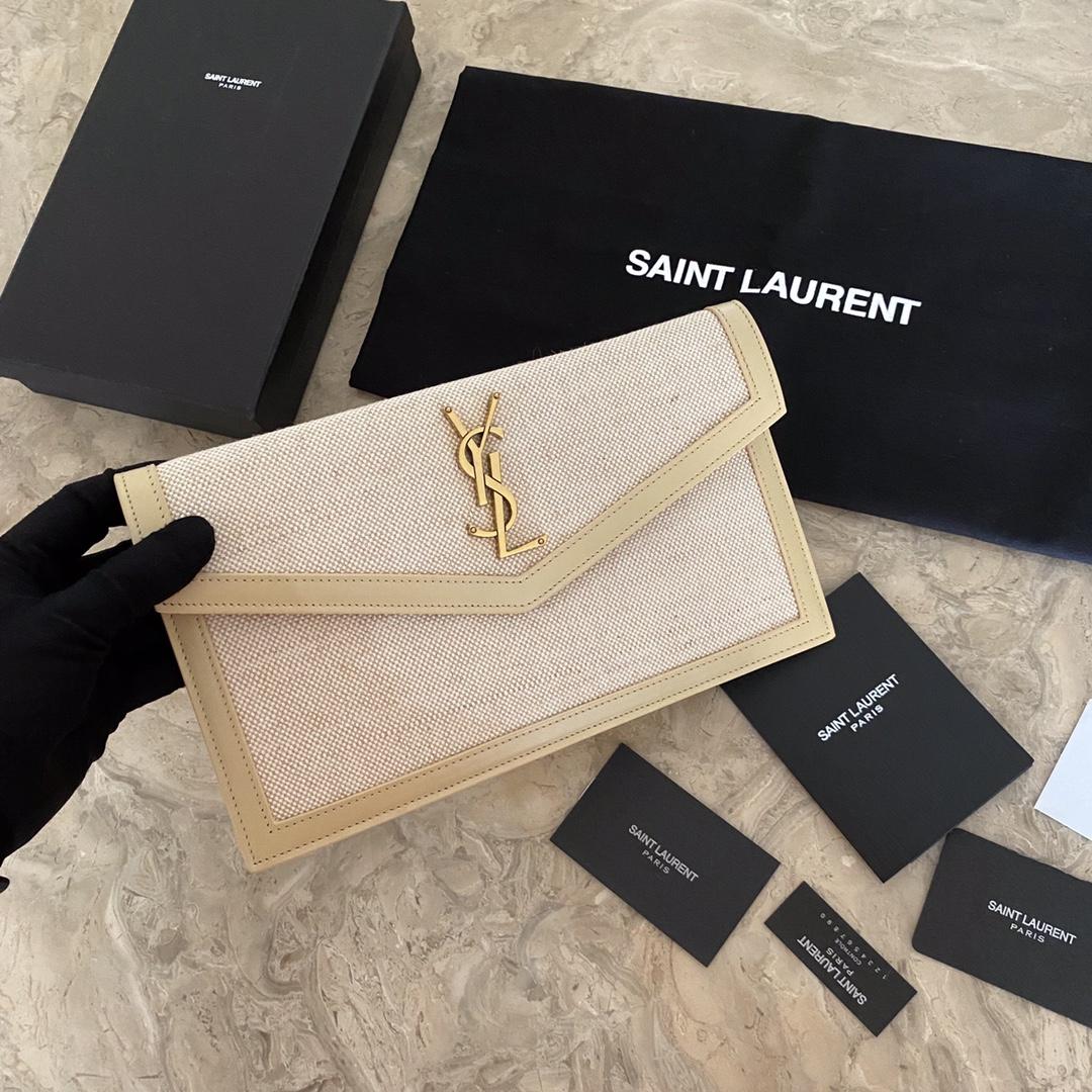 Saint Laurent Uptown Leather-trimmed Raffia Pouch (27-16-2cm) - DopestKickz