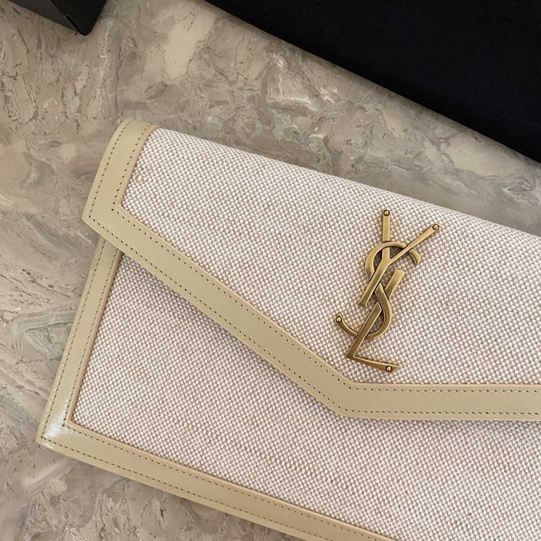 Saint Laurent Uptown Leather-trimmed Raffia Pouch (27-16-2cm) - DopestKickz