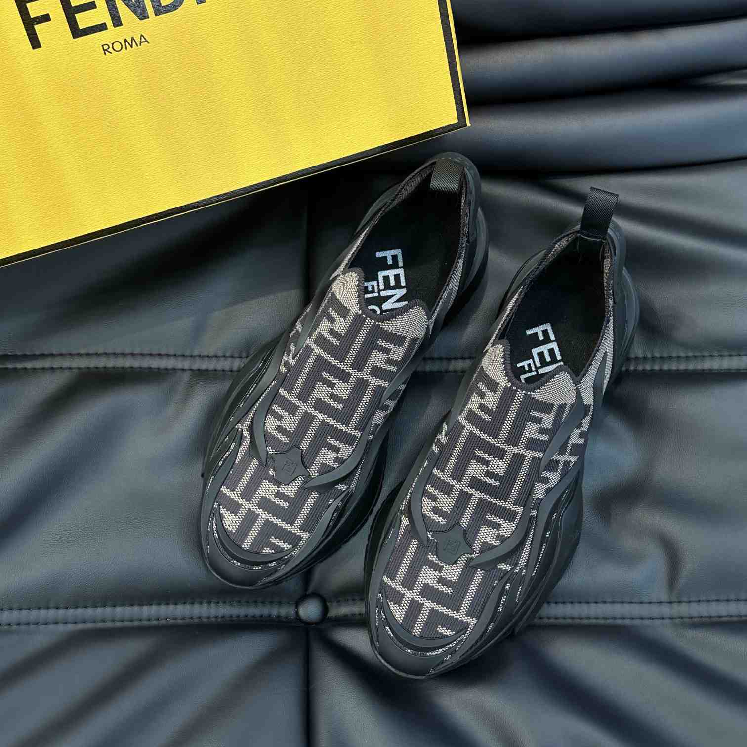Fendi Flow Brown Mesh Running Sneakers - DopestKickz