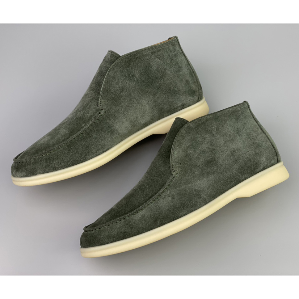 Loro Piana White Sole Summer Walk Loafers In Caviar - DopestKickz