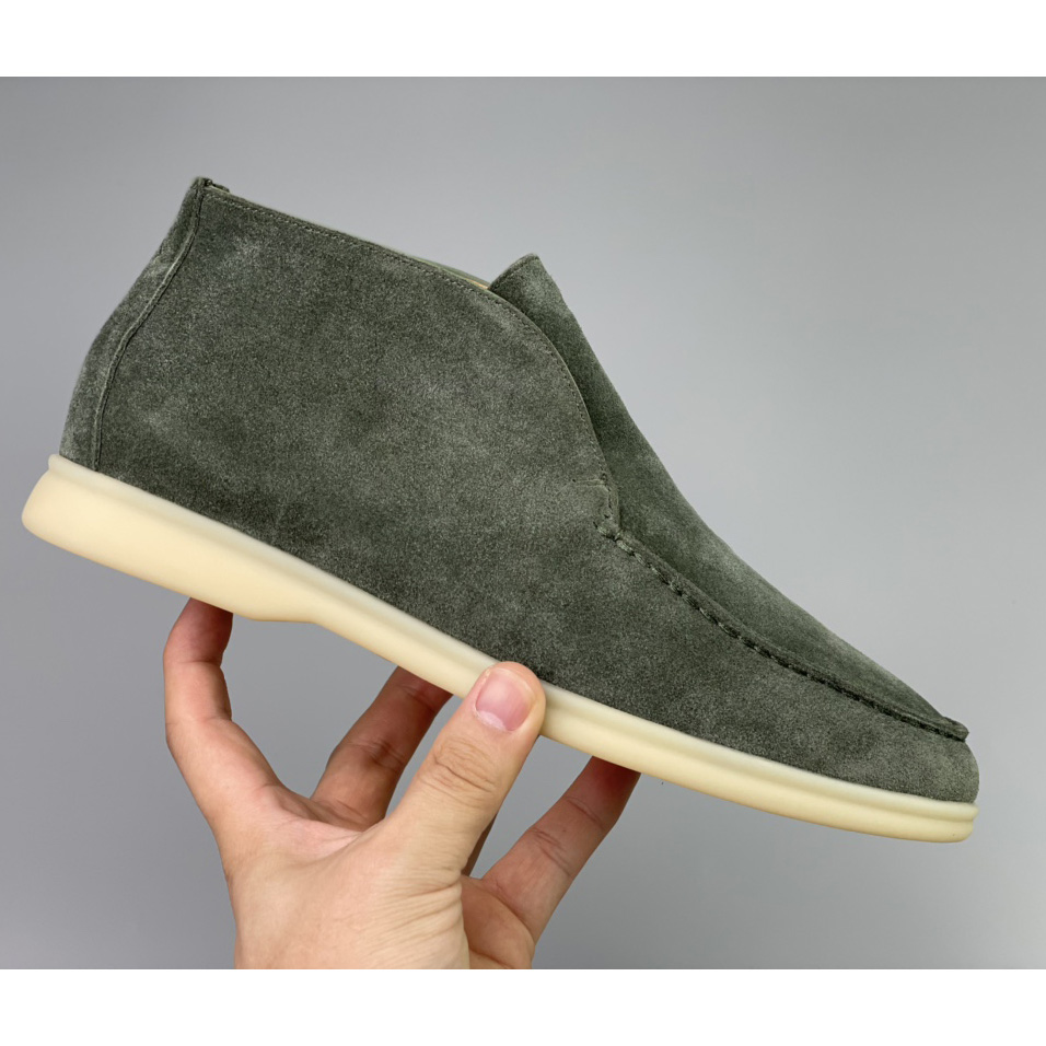 Loro Piana White Sole Summer Walk Loafers In Caviar - DopestKickz