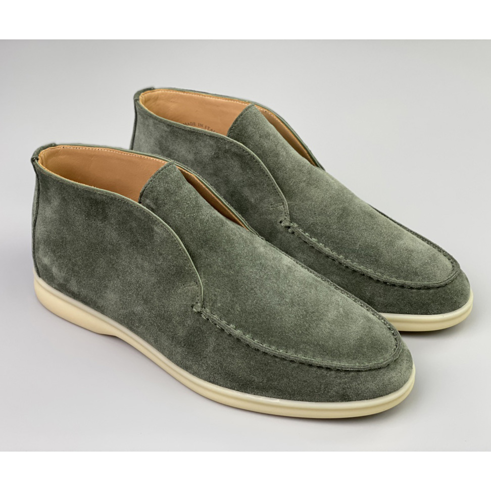 Loro Piana White Sole Summer Walk Loafers In Caviar - DopestKickz