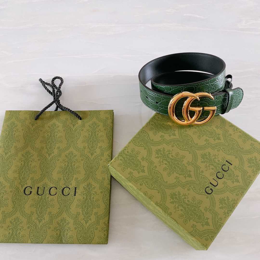 Gucci GG Marmont Caiman belt With Shiny Buckle - DopestKickz