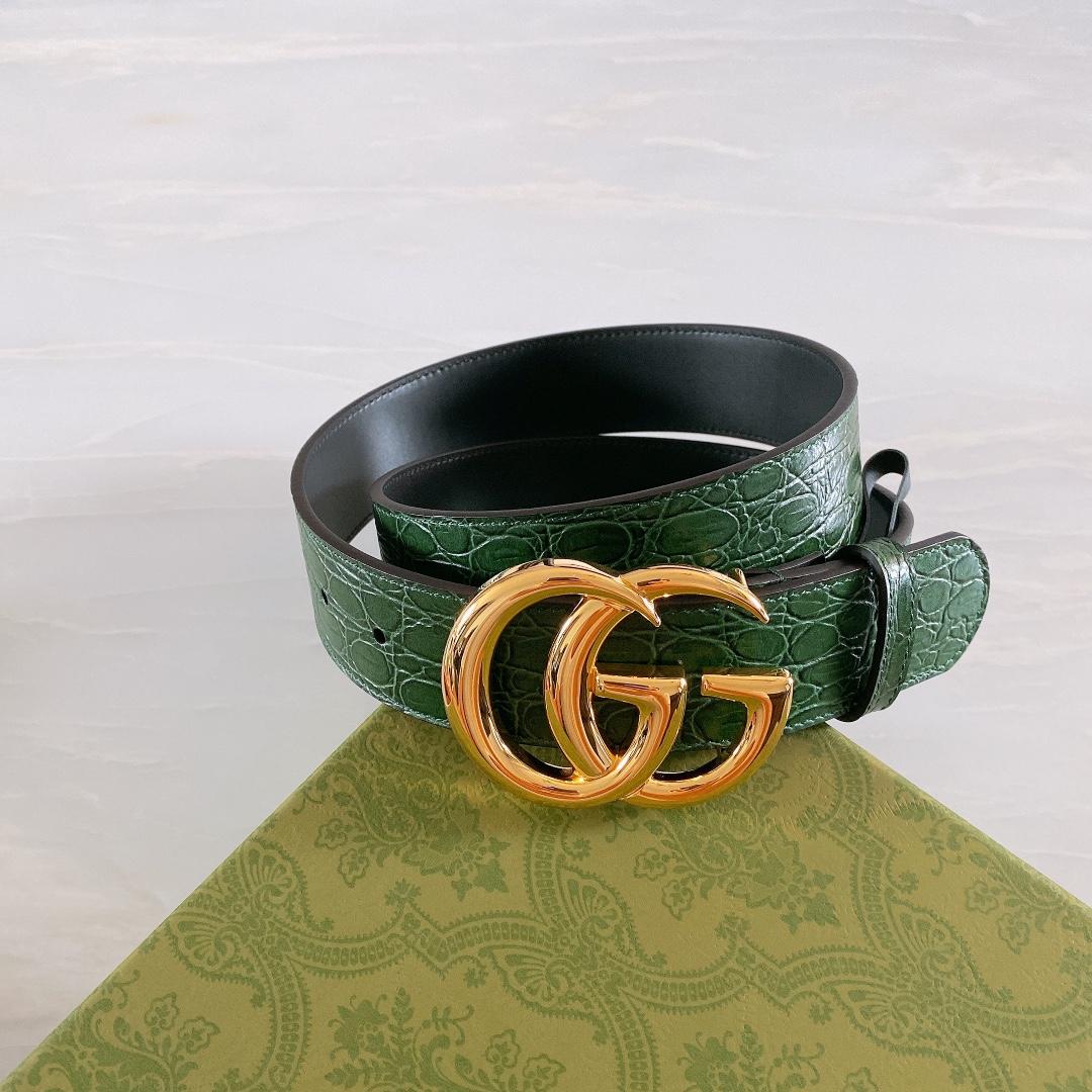 Gucci GG Marmont Caiman belt With Shiny Buckle - DopestKickz
