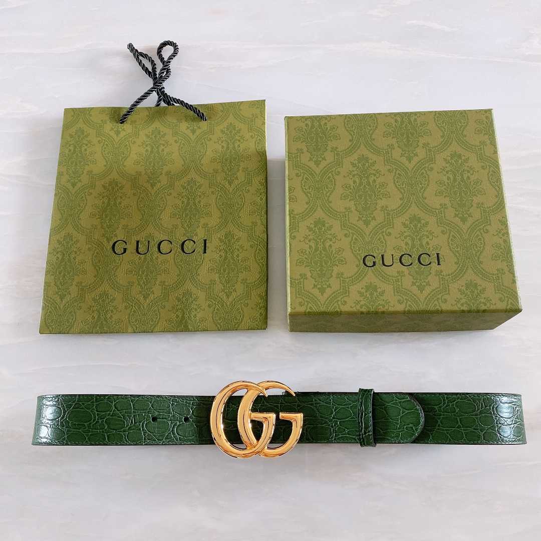 Gucci GG Marmont Caiman belt With Shiny Buckle - DopestKickz