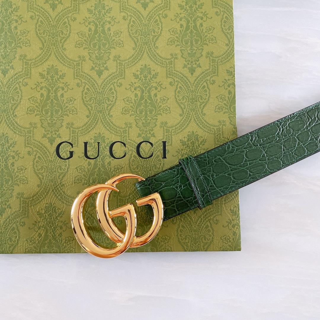 Gucci GG Marmont Caiman belt With Shiny Buckle - DopestKickz