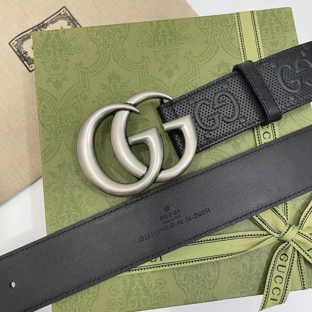Gucci Leather Belt With Maxi GG - DopestKickz