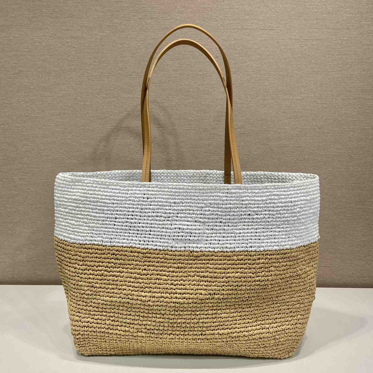 Prada Raffia And Leather Tote Bag - DopestKickz