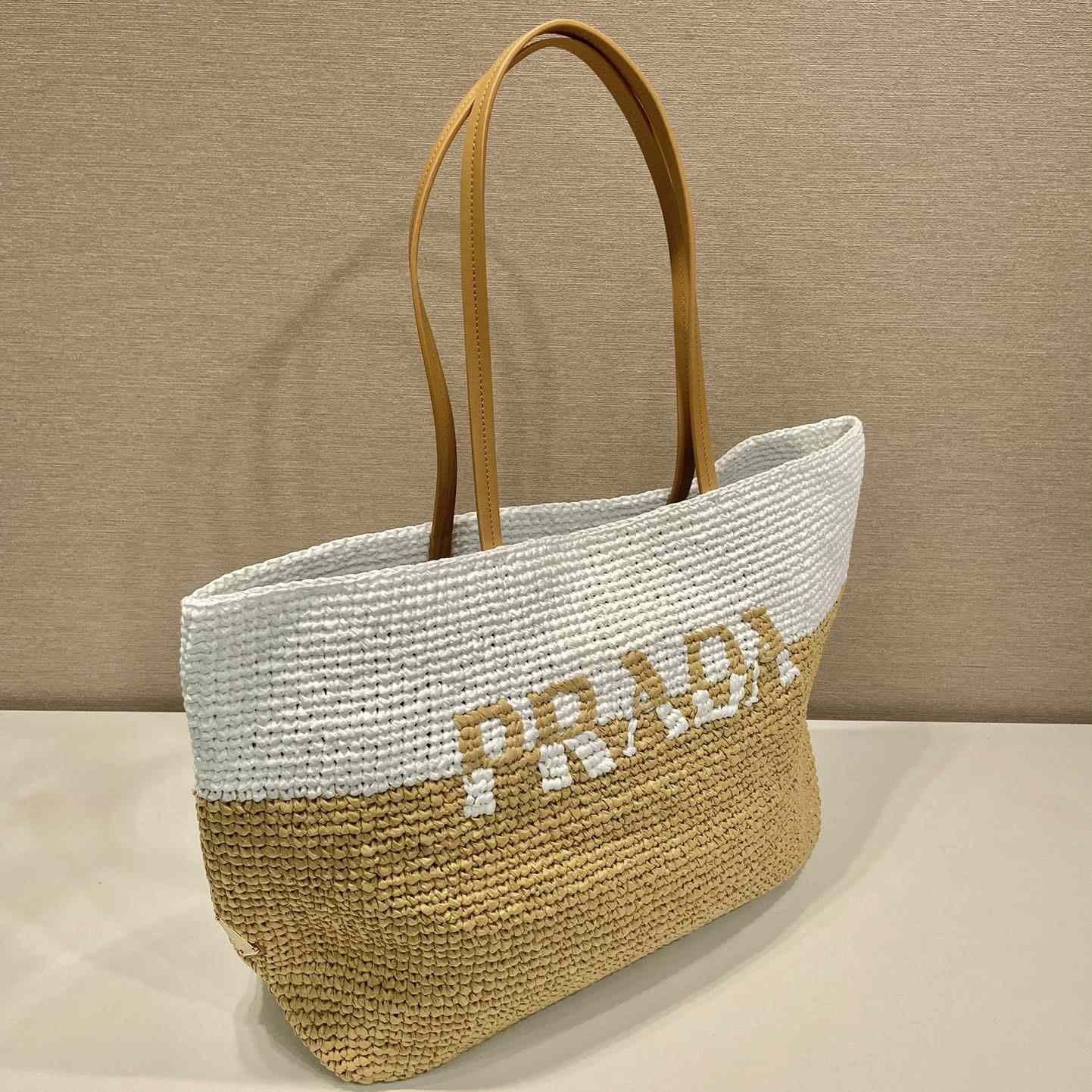 Prada Raffia And Leather Tote Bag - DopestKickz