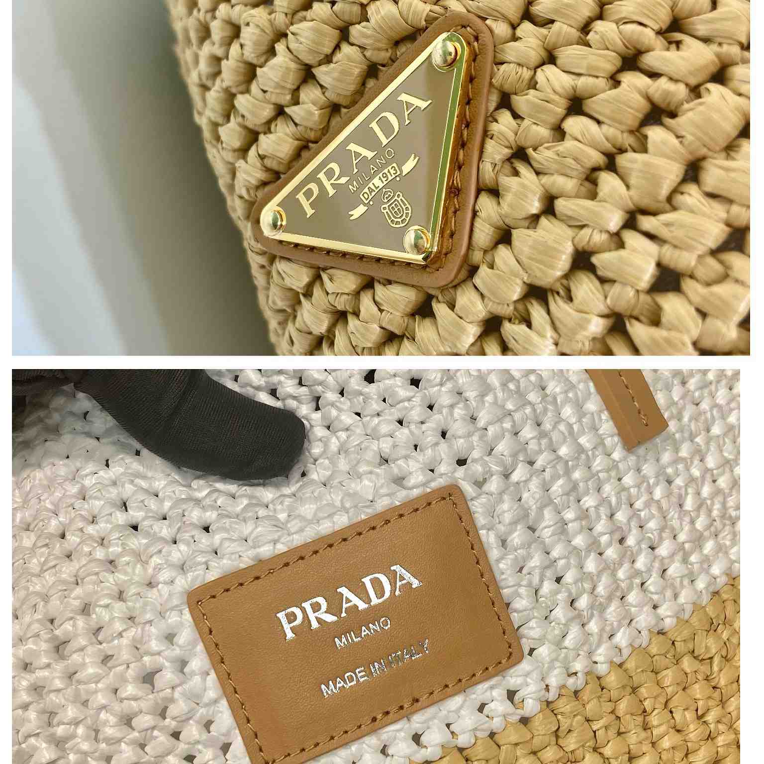 Prada Raffia And Leather Tote Bag - DopestKickz
