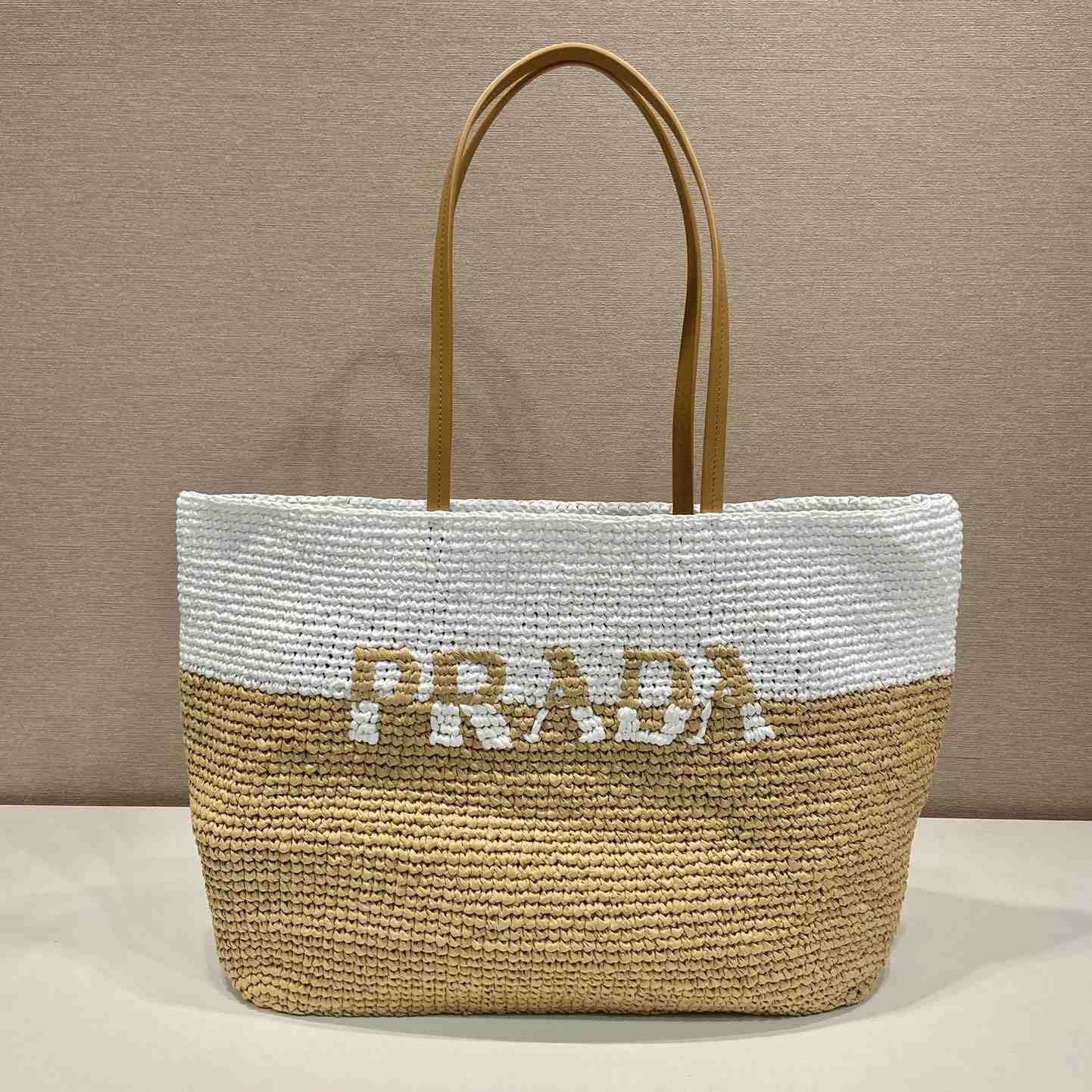 Prada Raffia And Leather Tote Bag - DopestKickz