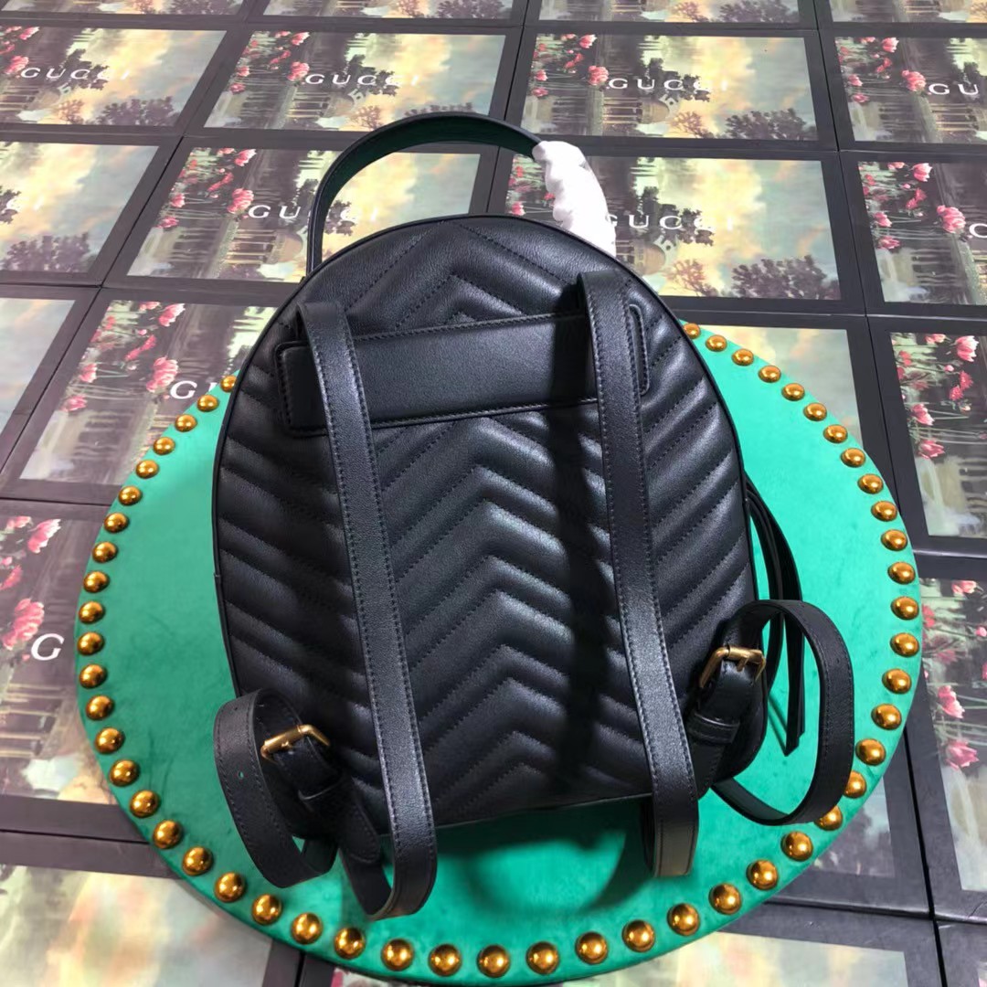 Gucci GG Marmont Leather Backpack (22-5-26cm)   476671 - DopestKickz