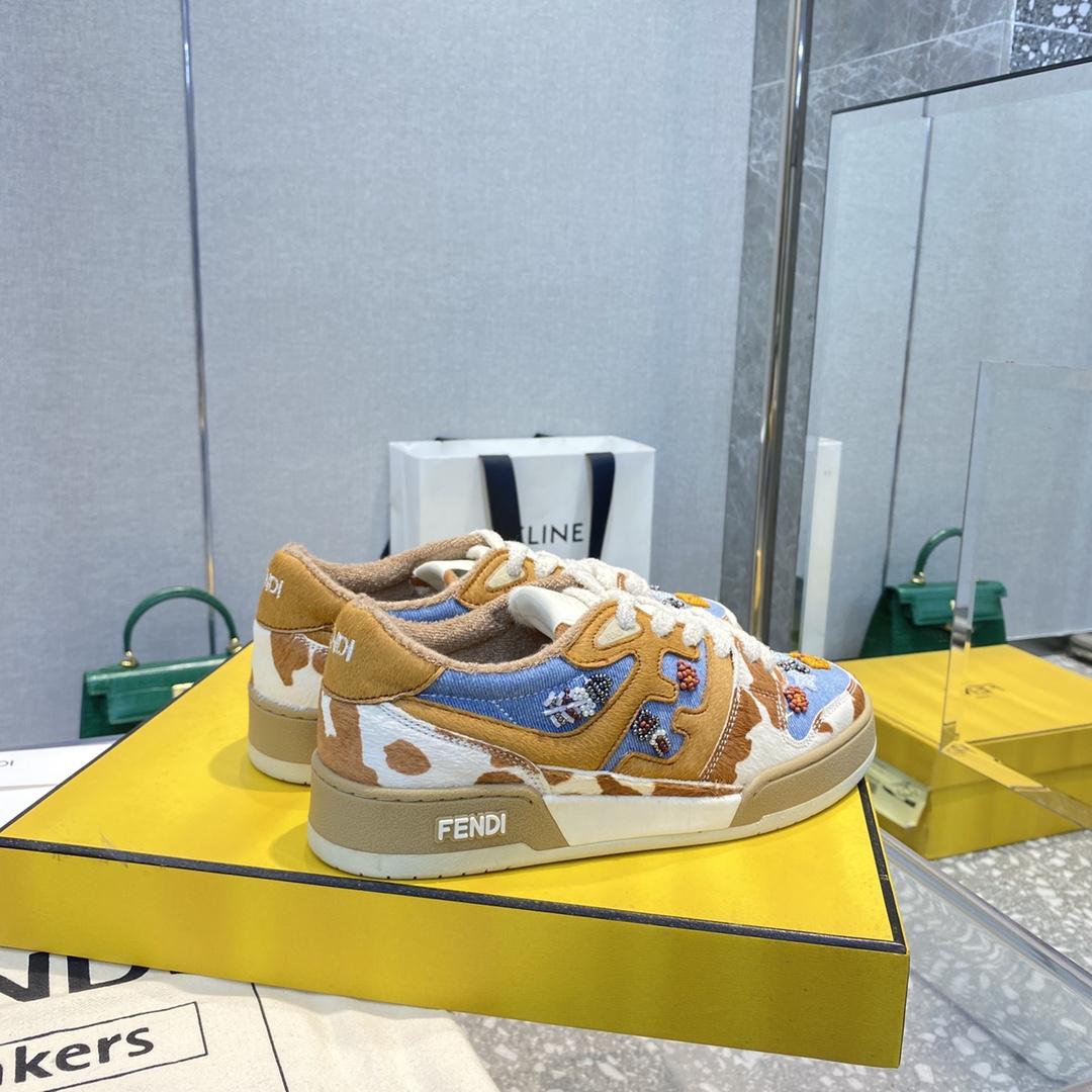 Fendi Match Blue Denim Low-tops Sneakers - DopestKickz