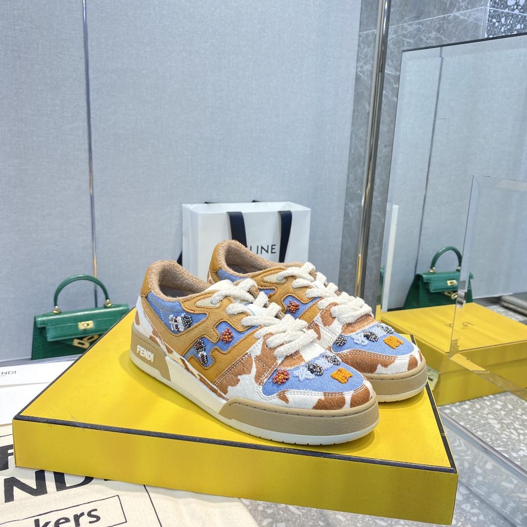 Fendi Match Blue Denim Low-tops Sneakers - DopestKickz
