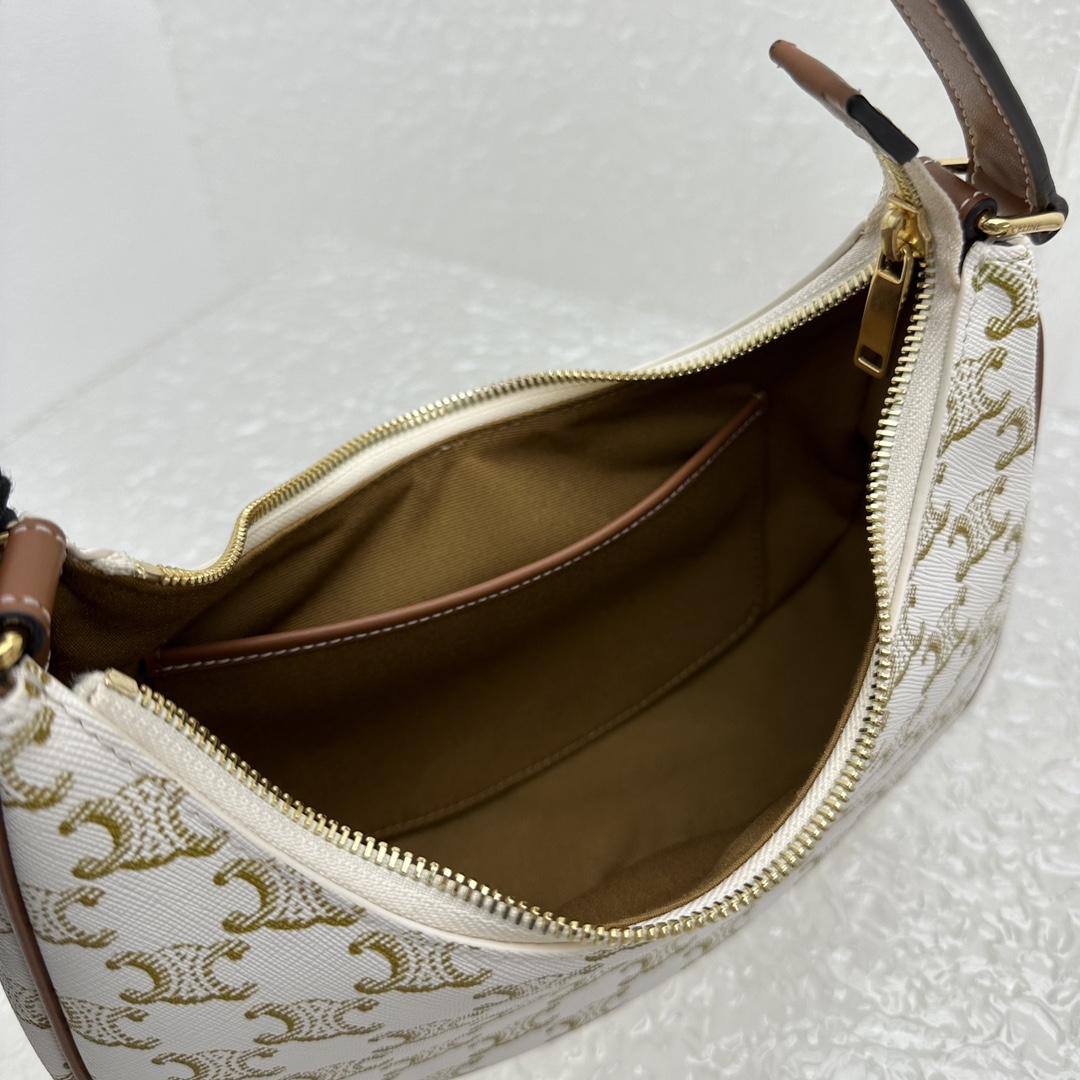 Celine Ava Triomphe Soft Bag In Triomphe Canvas And Calfskin - DopestKickz