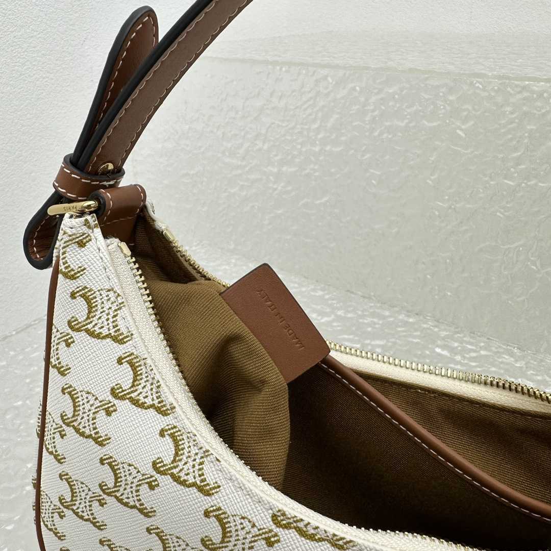 Celine Ava Triomphe Soft Bag In Triomphe Canvas And Calfskin - DopestKickz