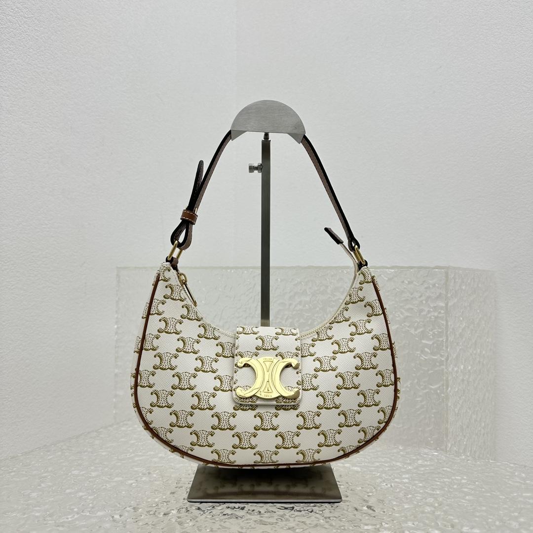 Celine Ava Triomphe Soft Bag In Triomphe Canvas And Calfskin - DopestKickz