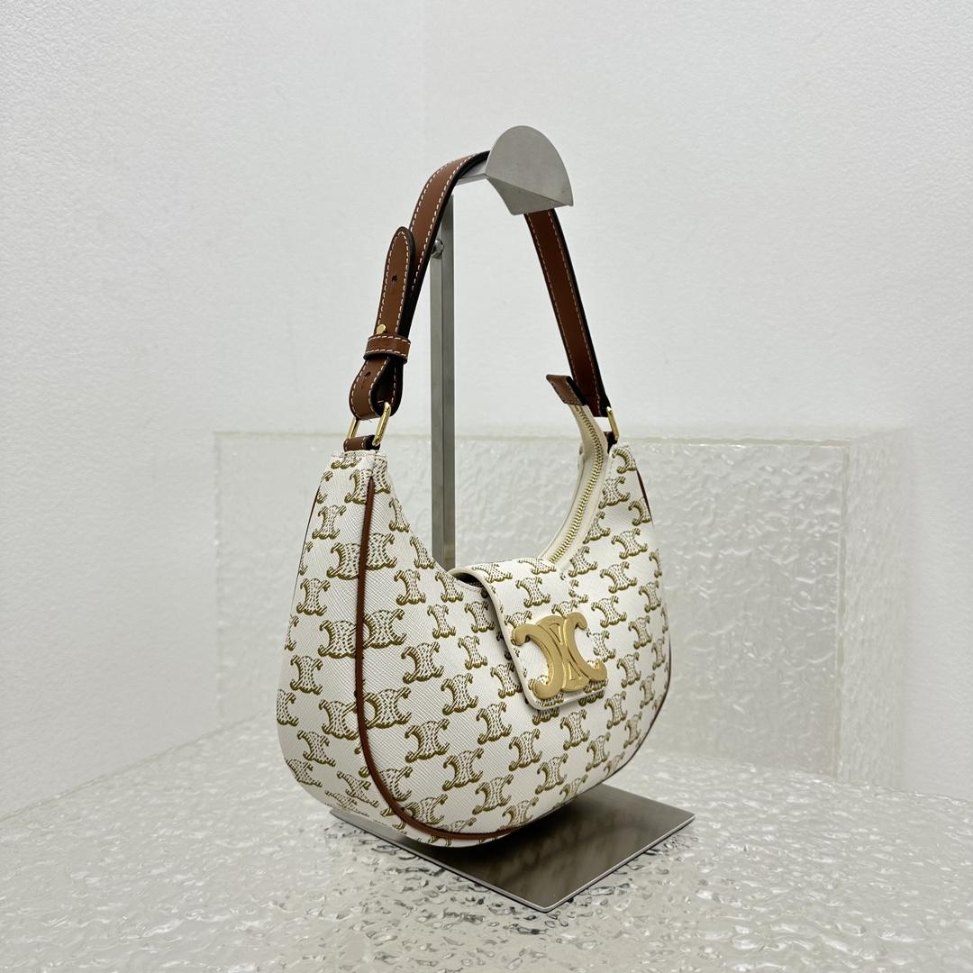 Celine Ava Triomphe Soft Bag In Triomphe Canvas And Calfskin - DopestKickz