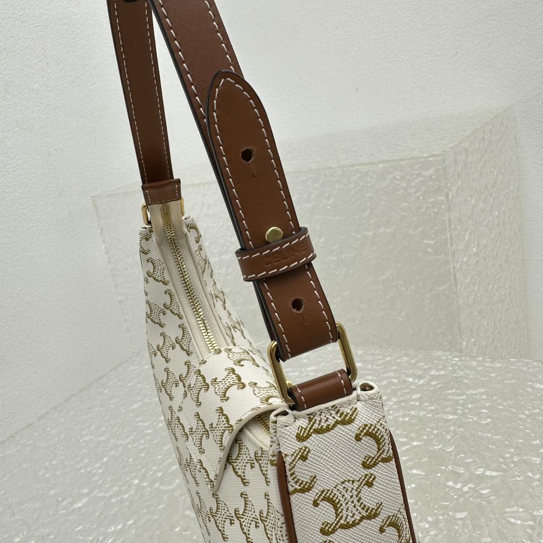 Celine Ava Triomphe Soft Bag In Triomphe Canvas And Calfskin - DopestKickz