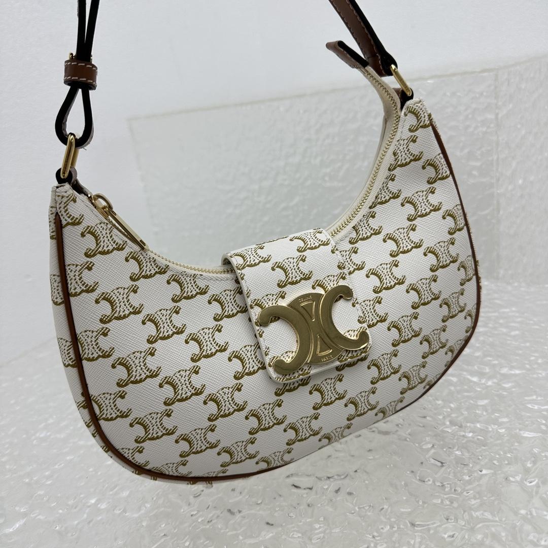 Celine Ava Triomphe Soft Bag In Triomphe Canvas And Calfskin - DopestKickz