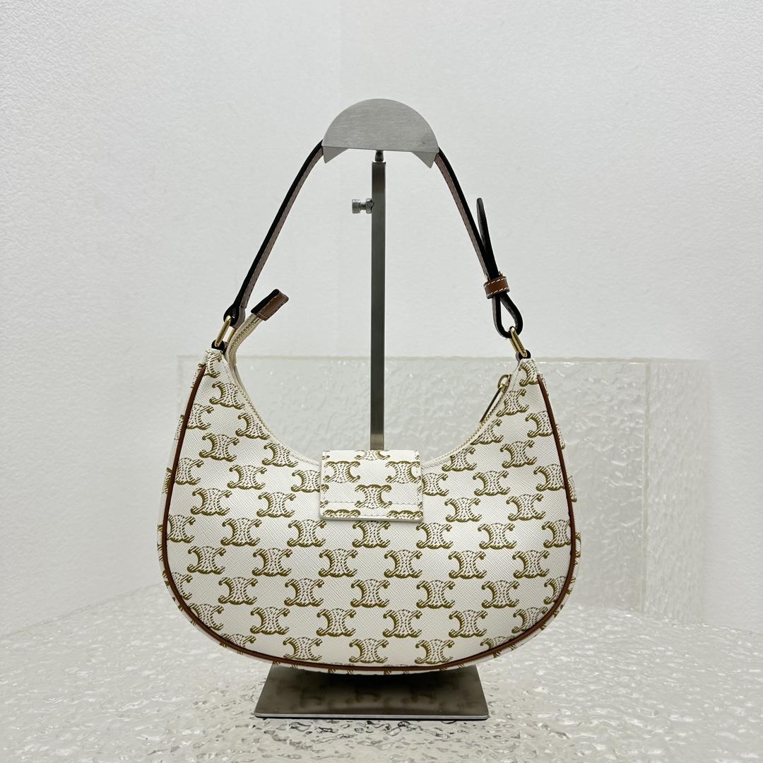 Celine Ava Triomphe Soft Bag In Triomphe Canvas And Calfskin - DopestKickz