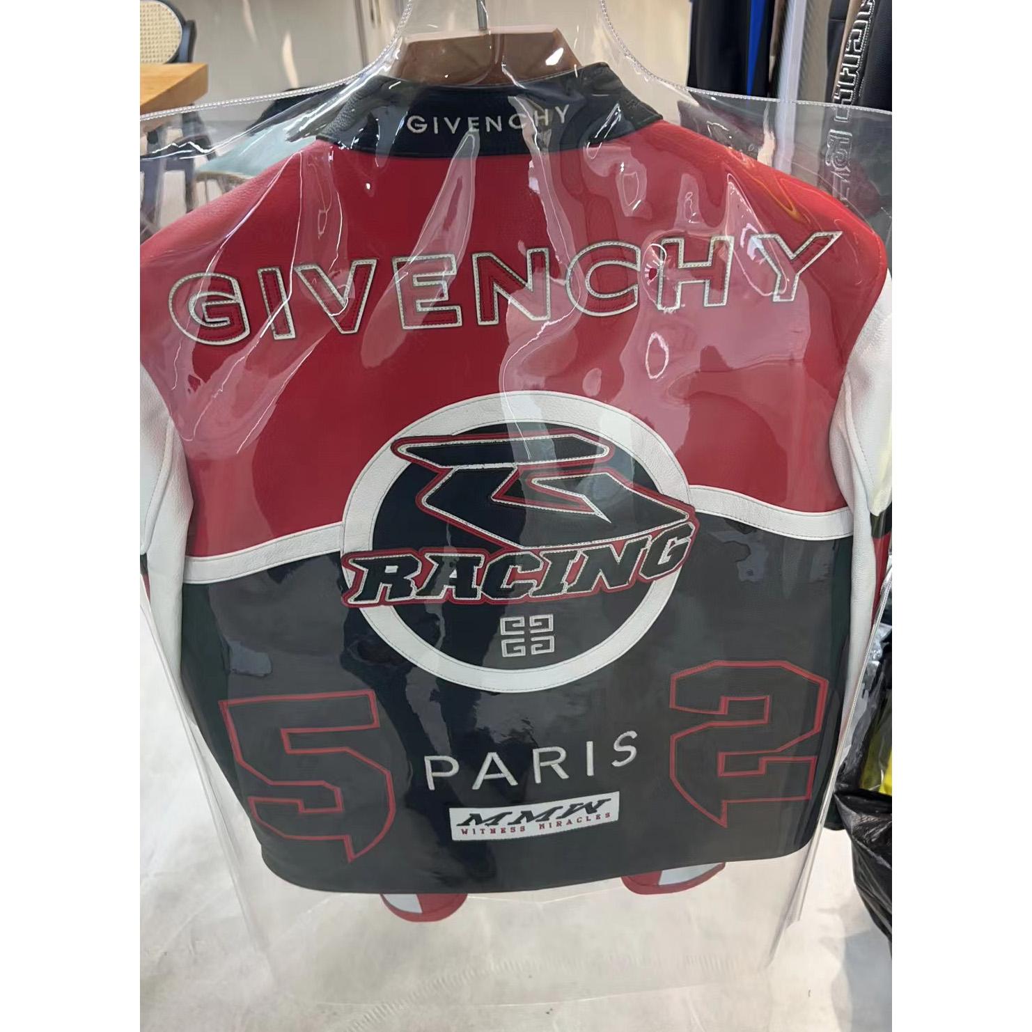 Givenchy Men's Red 4g Motif Biker Jacket - DopestKickz