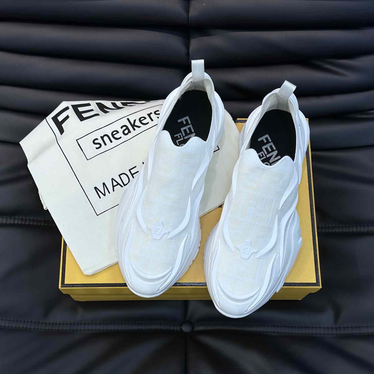 Fendi Flow White Mesh Running Sneakers - DopestKickz