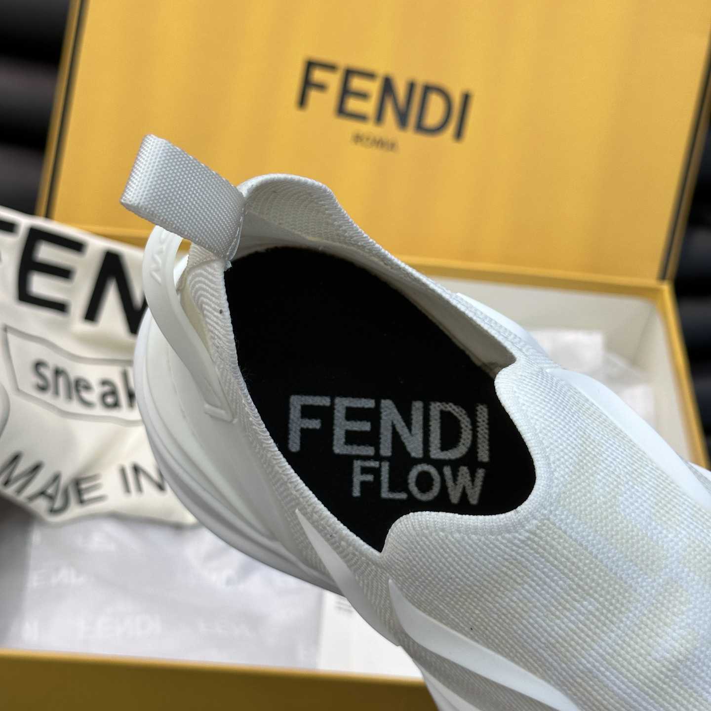 Fendi Flow White Mesh Running Sneakers - DopestKickz