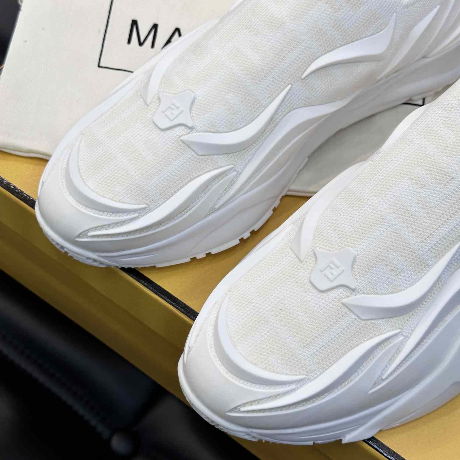 Fendi Flow White Mesh Running Sneakers - DopestKickz