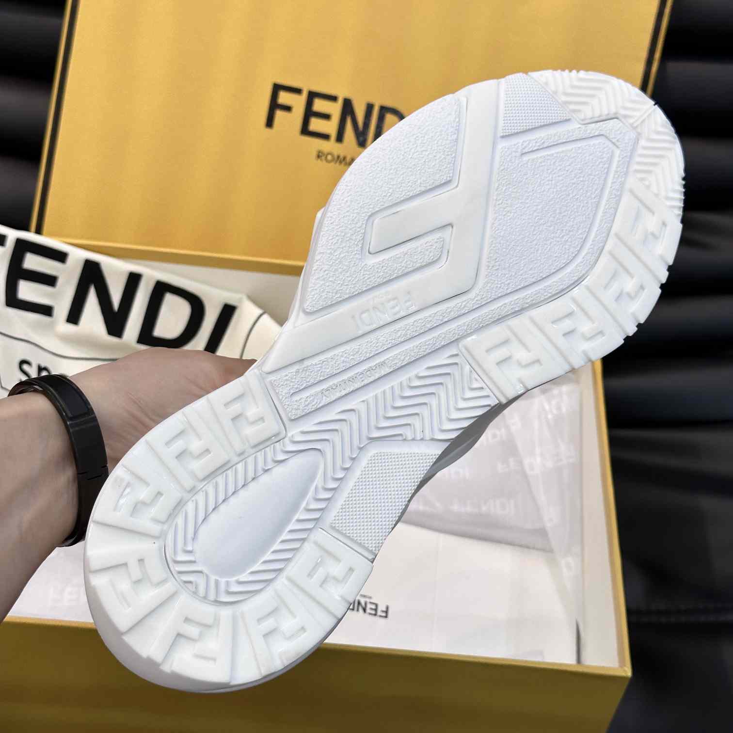 Fendi Flow White Mesh Running Sneakers - DopestKickz