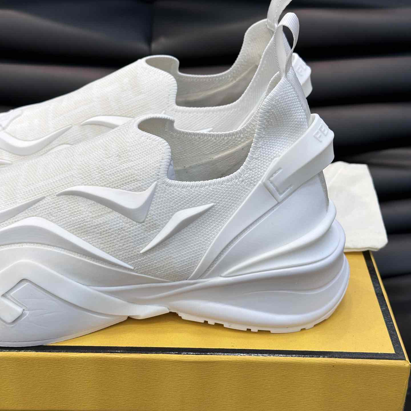 Fendi Flow White Mesh Running Sneakers - DopestKickz